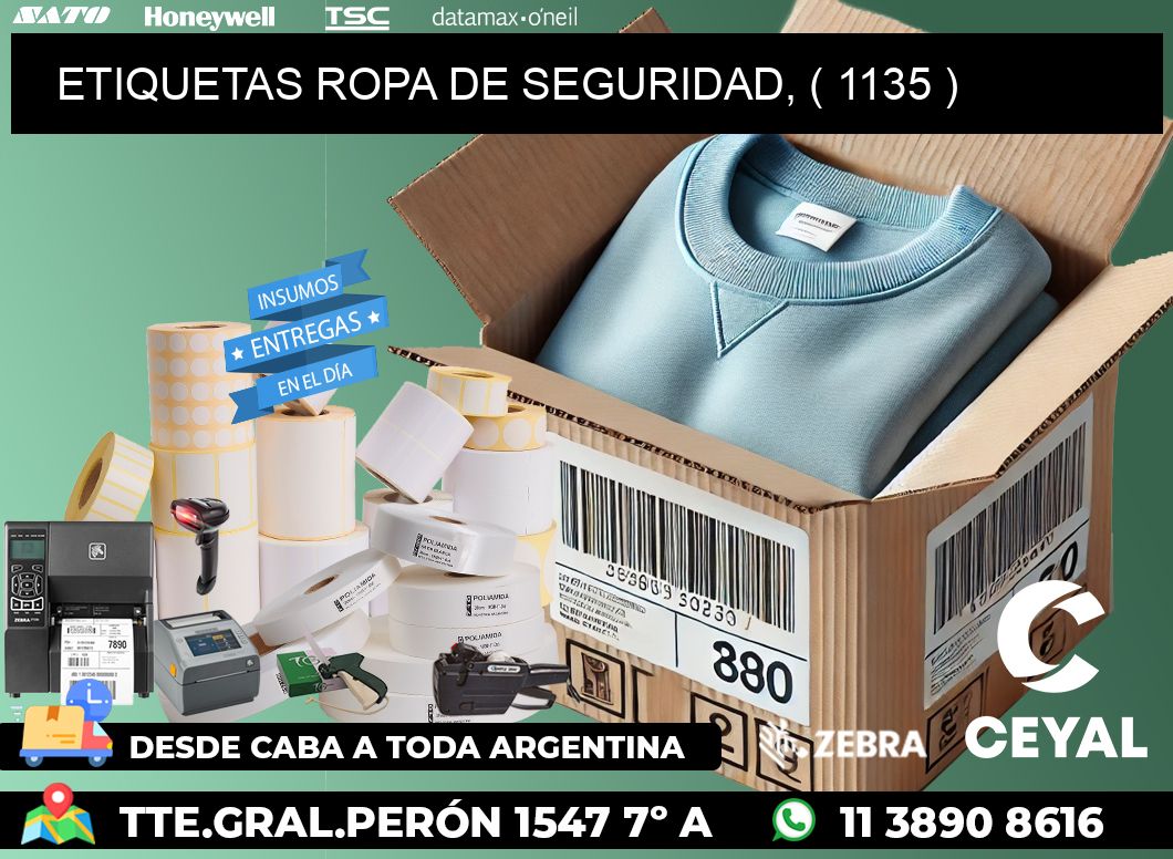 ETIQUETAS ROPA DE SEGURIDAD, ( 1135 )