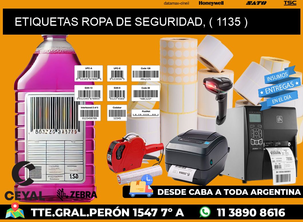 ETIQUETAS ROPA DE SEGURIDAD, ( 1135 )