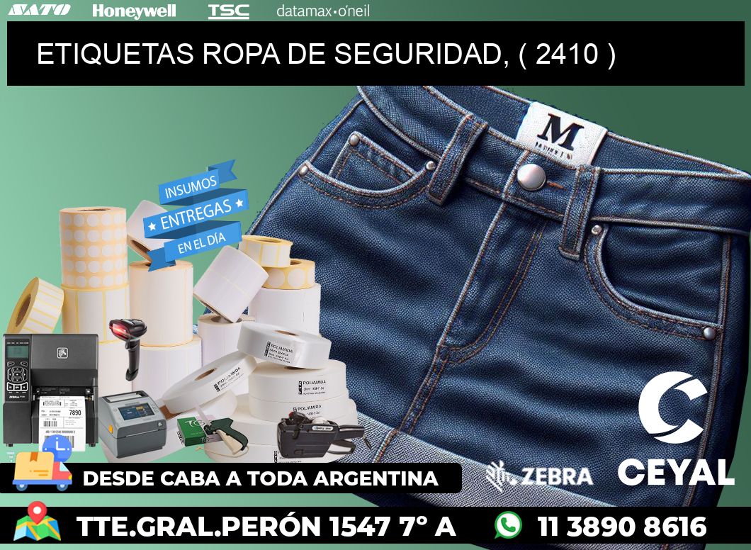 ETIQUETAS ROPA DE SEGURIDAD, ( 2410 )