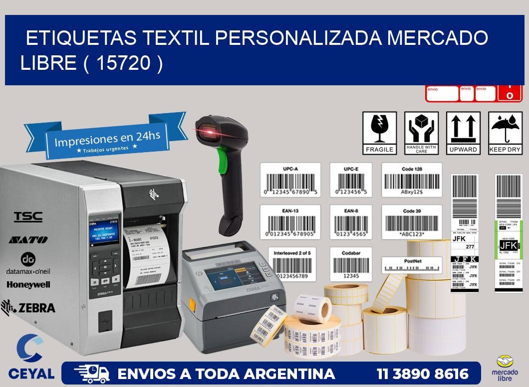 ETIQUETAS TEXTIL PERSONALIZADA MERCADO LIBRE ( 15720 )