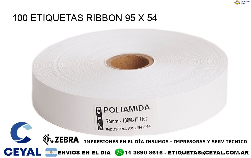 100 ETIQUETAS RIBBON 95 x 54