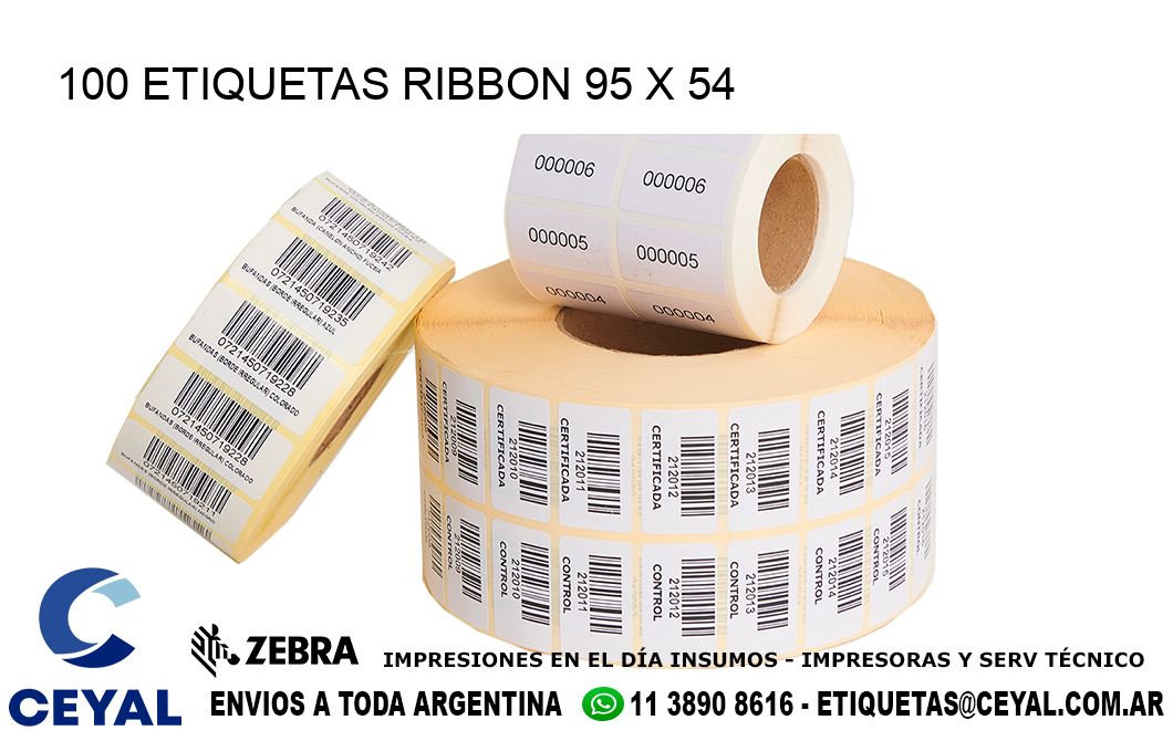 100 ETIQUETAS RIBBON 95 x 54