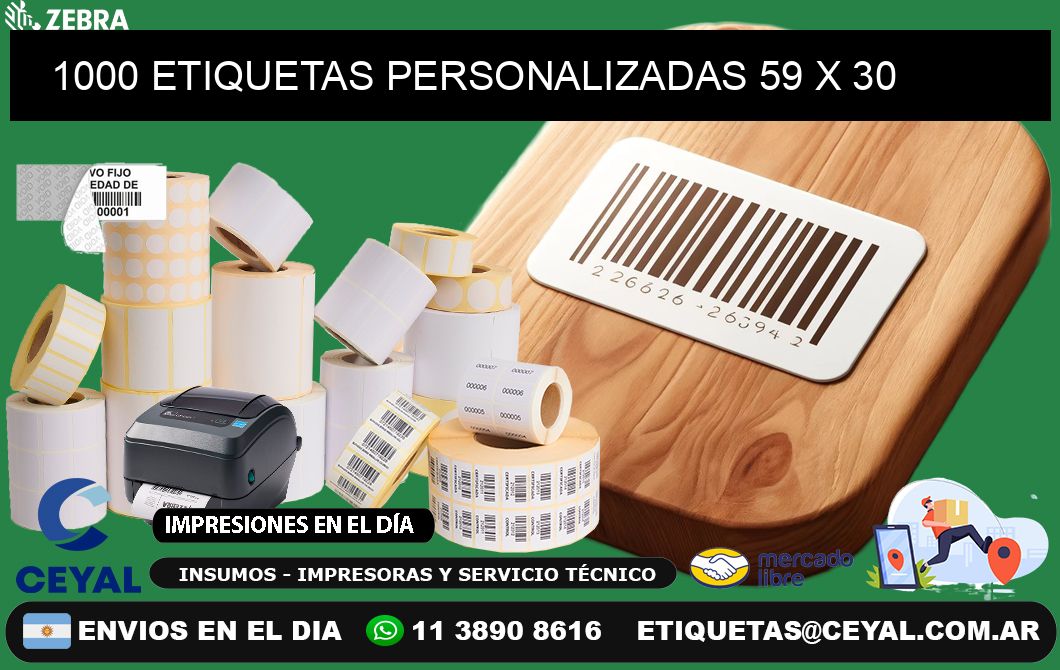 1000 ETIQUETAS PERSONALIZADAS 59 x 30