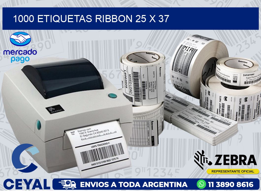 1000 ETIQUETAS RIBBON 25 x 37