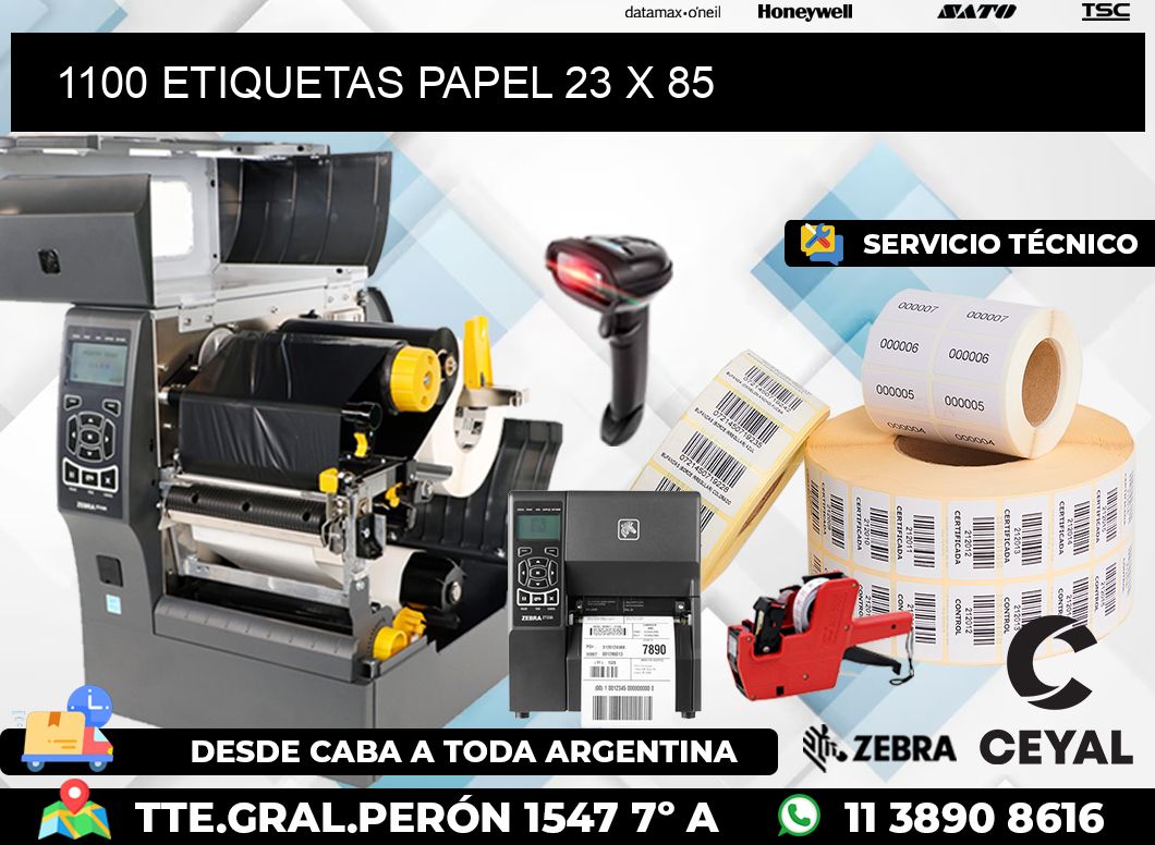 1100 ETIQUETAS PAPEL 23 x 85