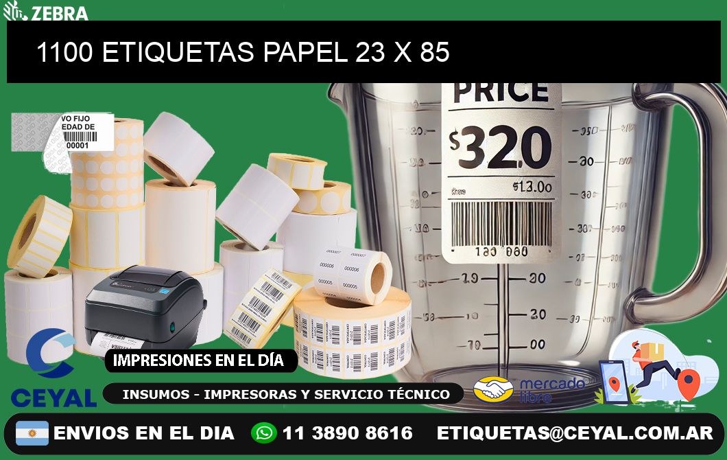 1100 ETIQUETAS PAPEL 23 x 85