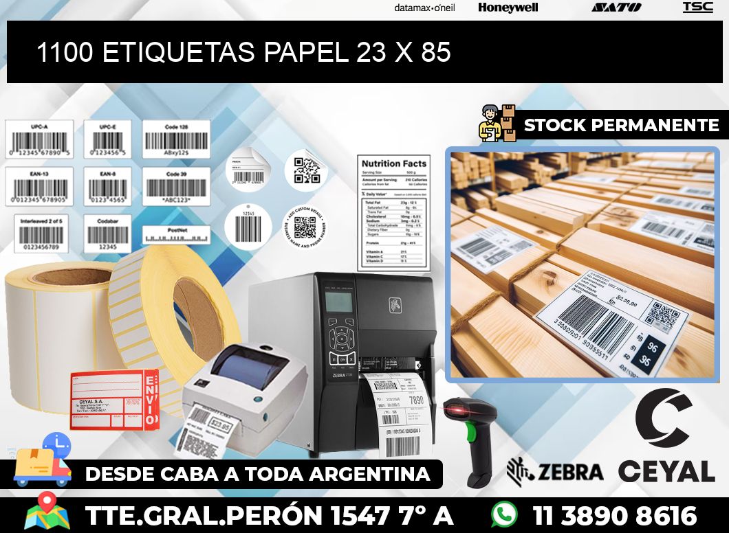 1100 ETIQUETAS PAPEL 23 x 85