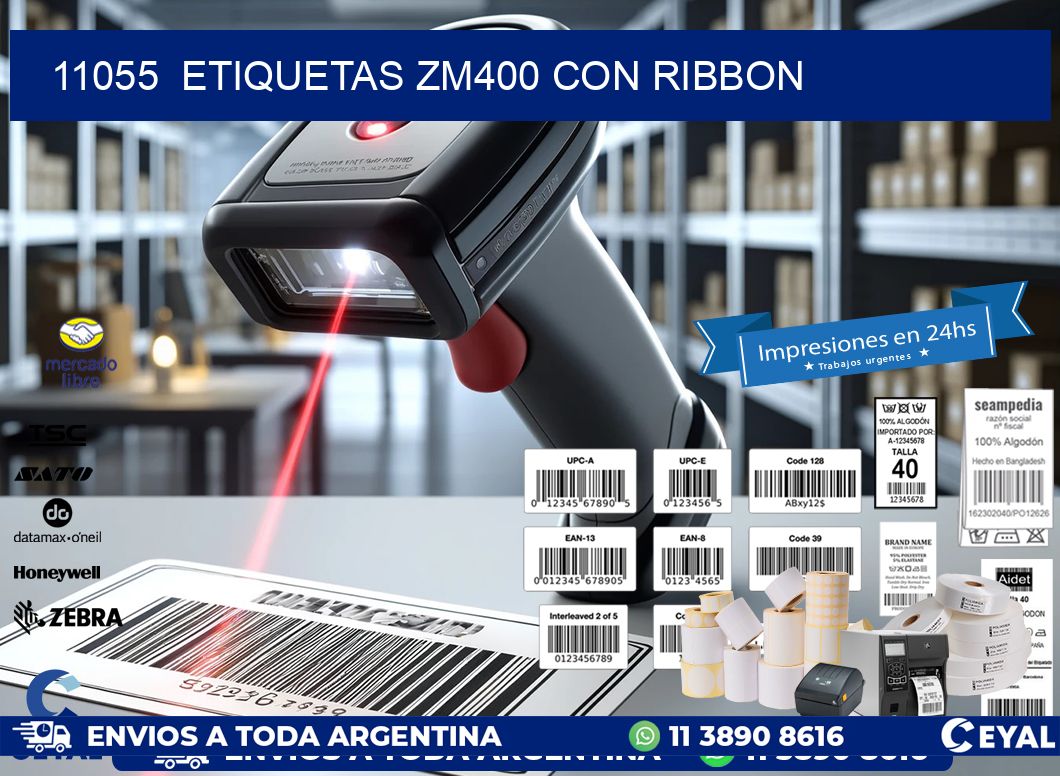 11055  ETIQUETAS ZM400 CON RIBBON