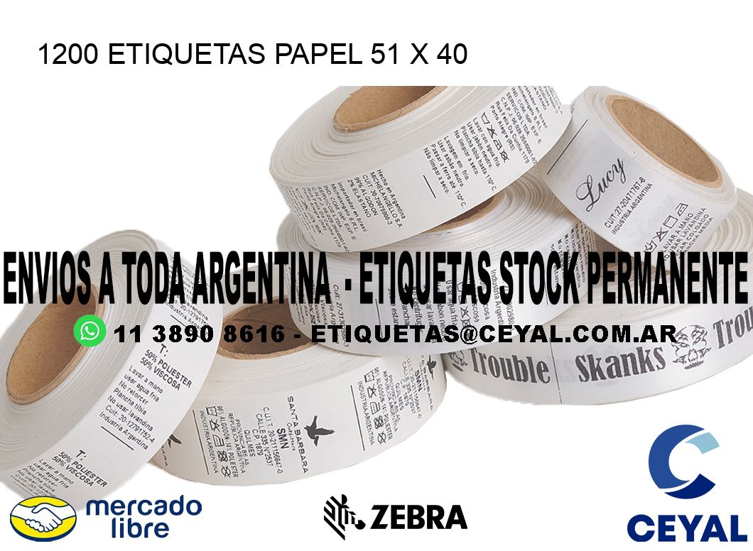 1200 ETIQUETAS PAPEL 51 x 40