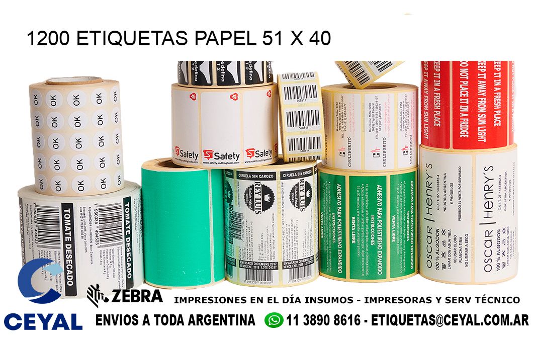 1200 ETIQUETAS PAPEL 51 x 40