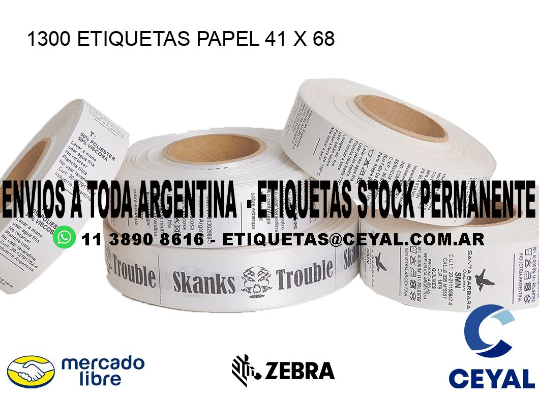 1300 ETIQUETAS PAPEL 41 x 68