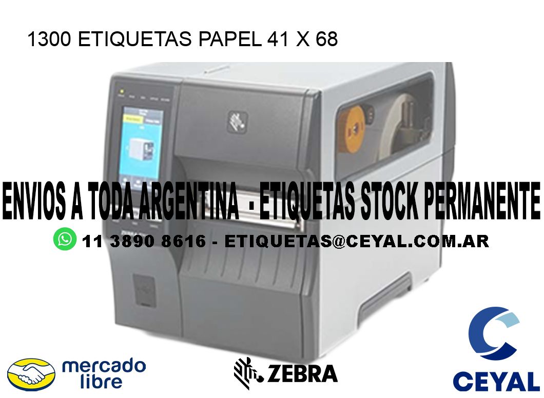 1300 ETIQUETAS PAPEL 41 x 68