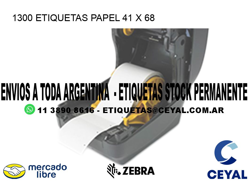 1300 ETIQUETAS PAPEL 41 x 68