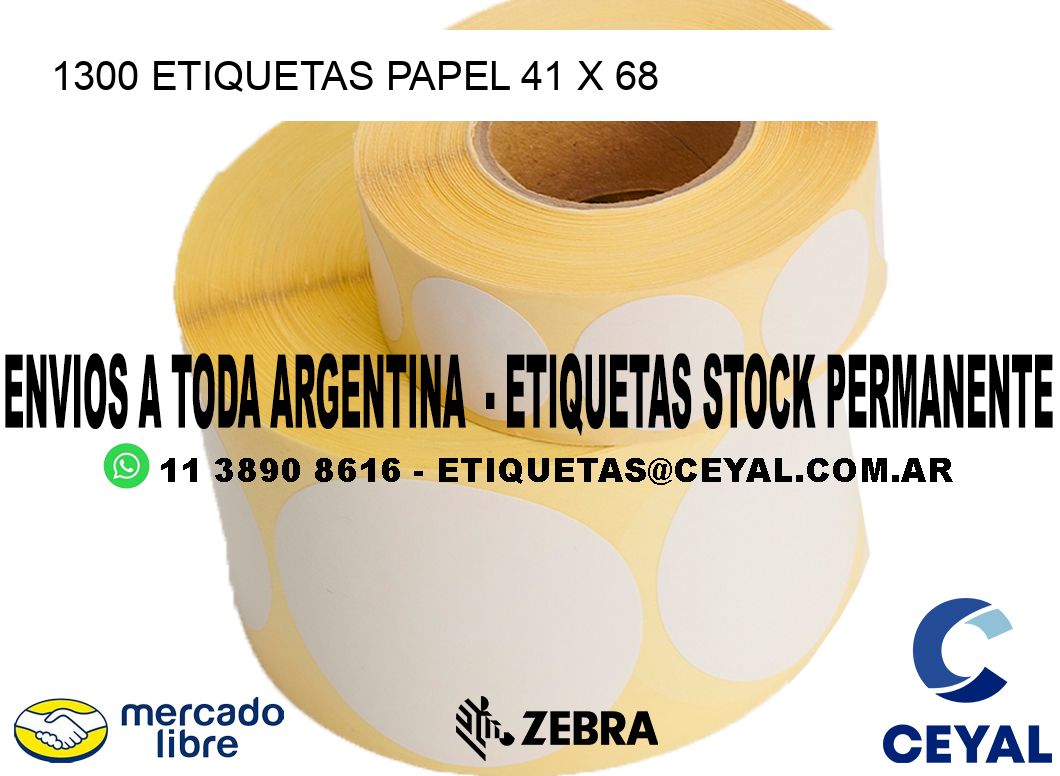 1300 ETIQUETAS PAPEL 41 x 68