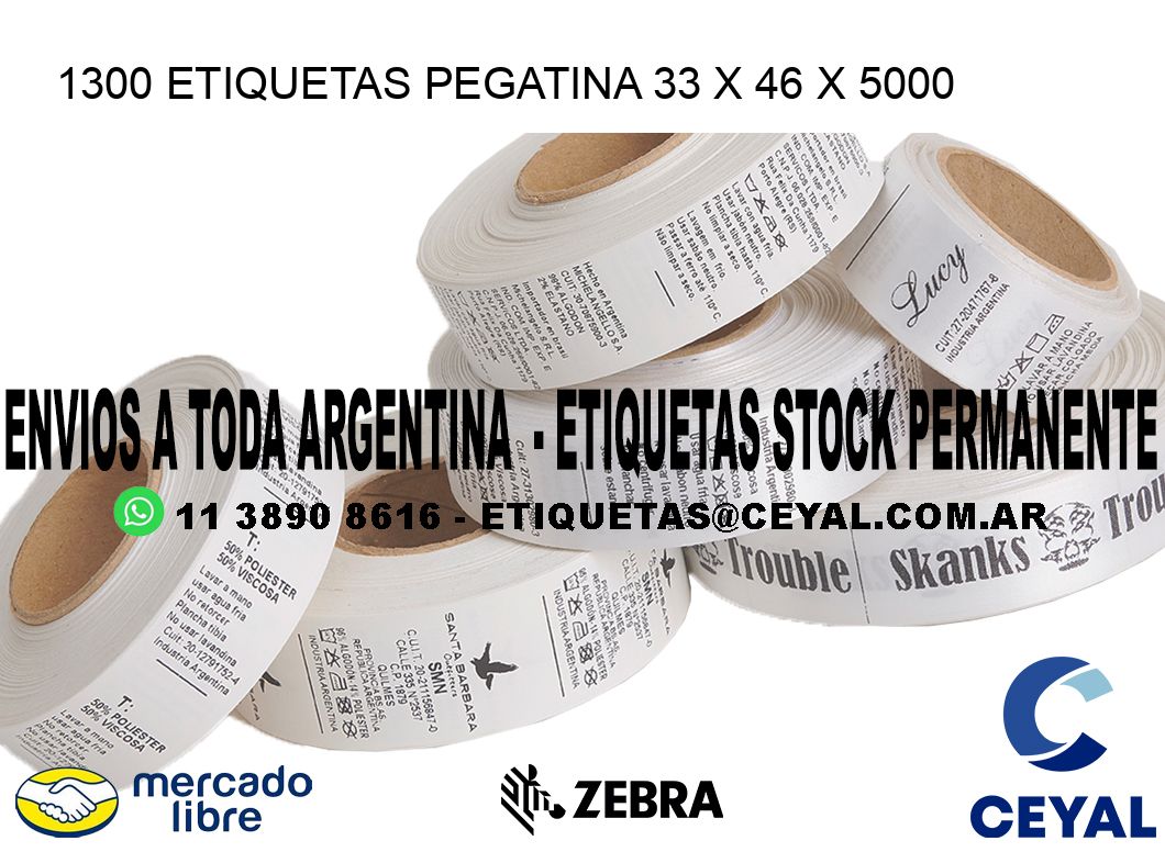 1300 ETIQUETAS PEGATINA 33 x 46 x 5000