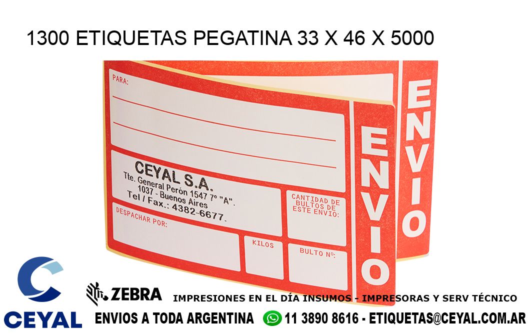 1300 ETIQUETAS PEGATINA 33 x 46 x 5000