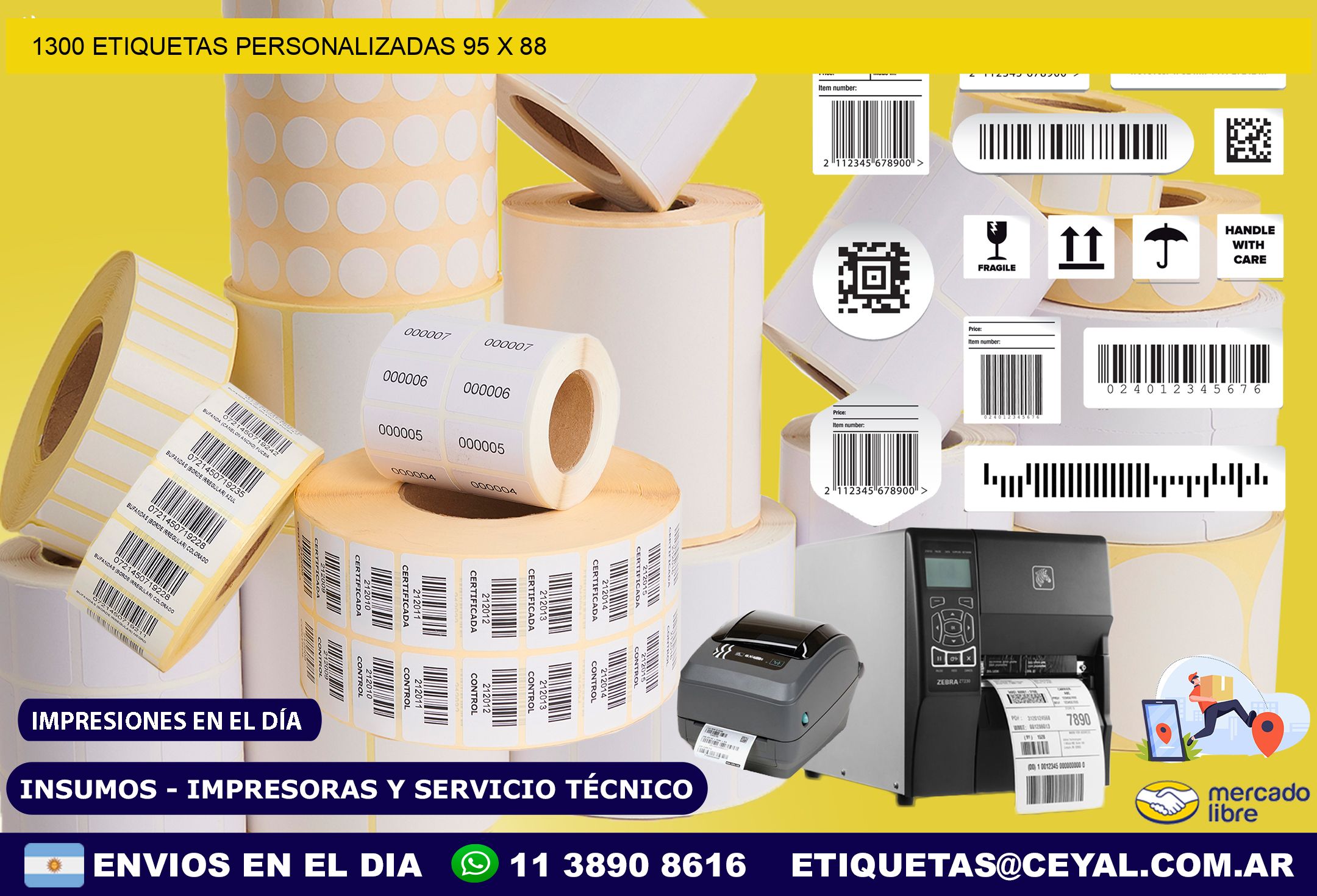 1300 ETIQUETAS PERSONALIZADAS 95 x 88