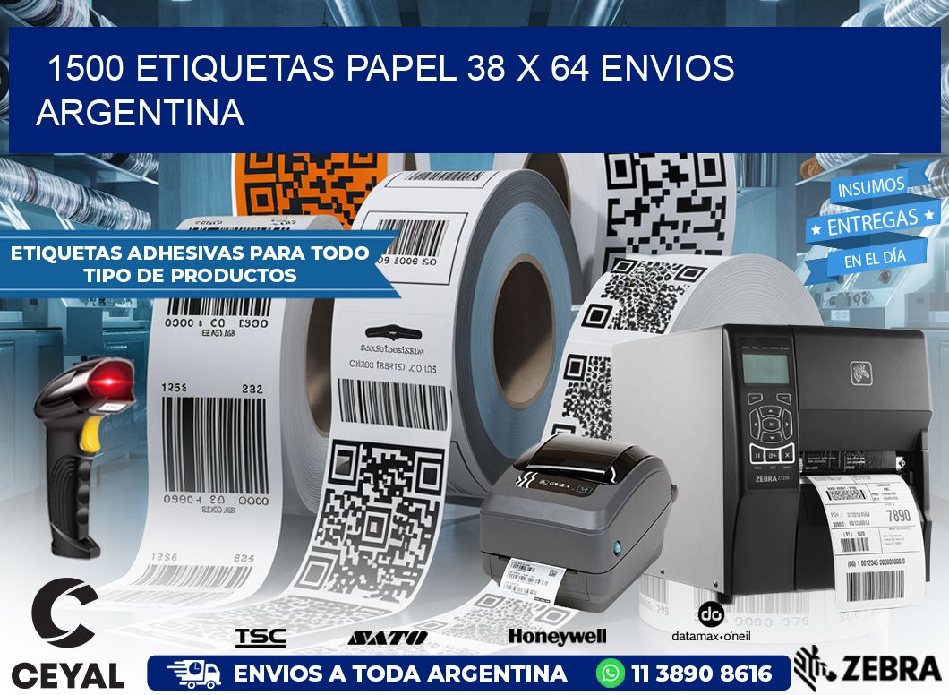 1500 ETIQUETAS PAPEL 38 x 64 ENVIOS ARGENTINA