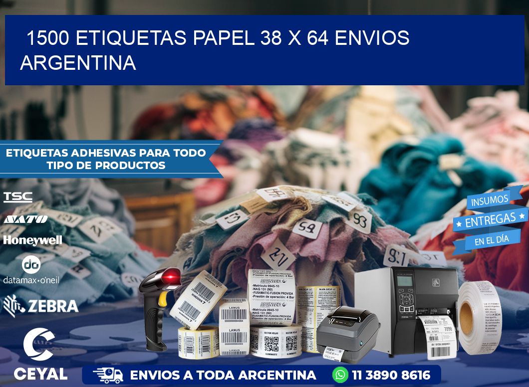 1500 ETIQUETAS PAPEL 38 x 64 ENVIOS ARGENTINA