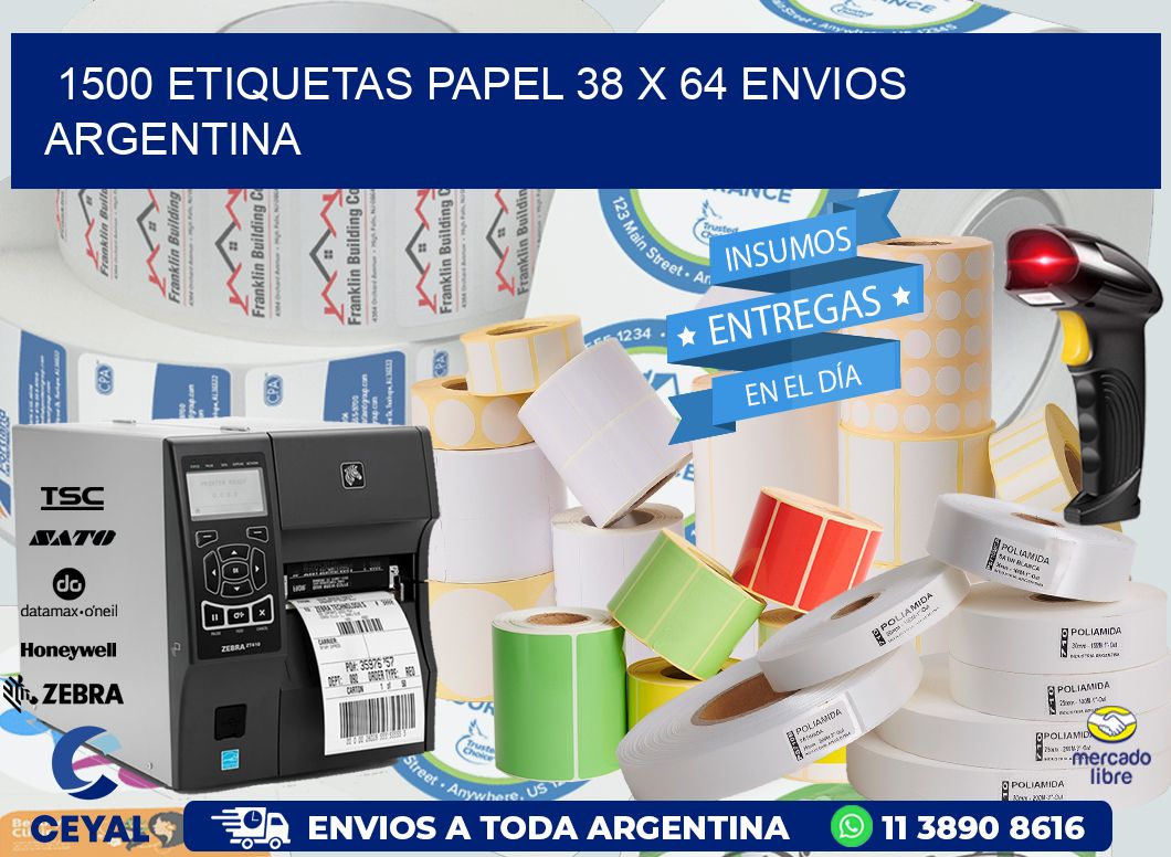 1500 ETIQUETAS PAPEL 38 x 64 ENVIOS ARGENTINA