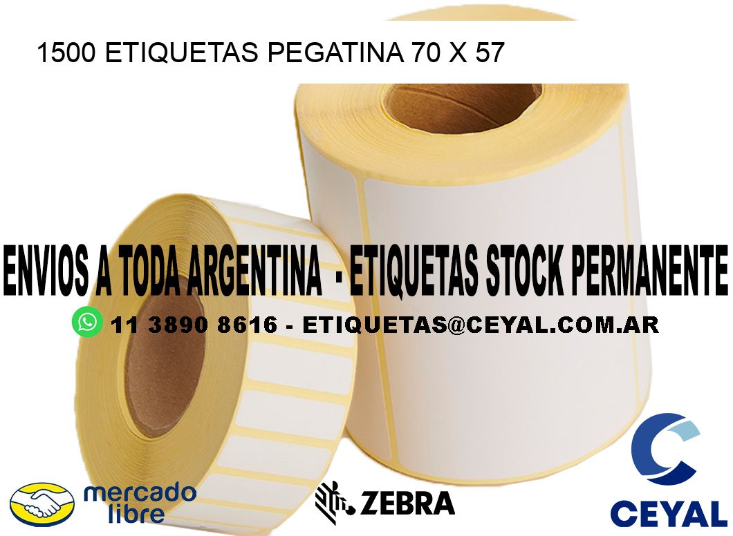 1500 ETIQUETAS PEGATINA 70 x 57