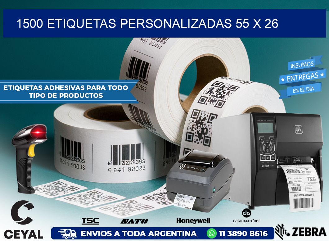 1500 ETIQUETAS PERSONALIZADAS 55 x 26