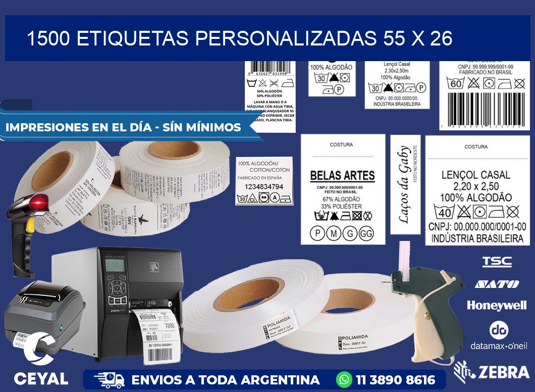 1500 ETIQUETAS PERSONALIZADAS 55 x 26