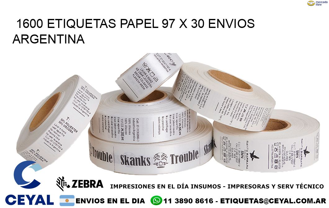 1600 ETIQUETAS PAPEL 97 x 30 ENVIOS ARGENTINA