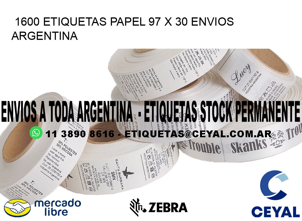 1600 ETIQUETAS PAPEL 97 x 30 ENVIOS ARGENTINA