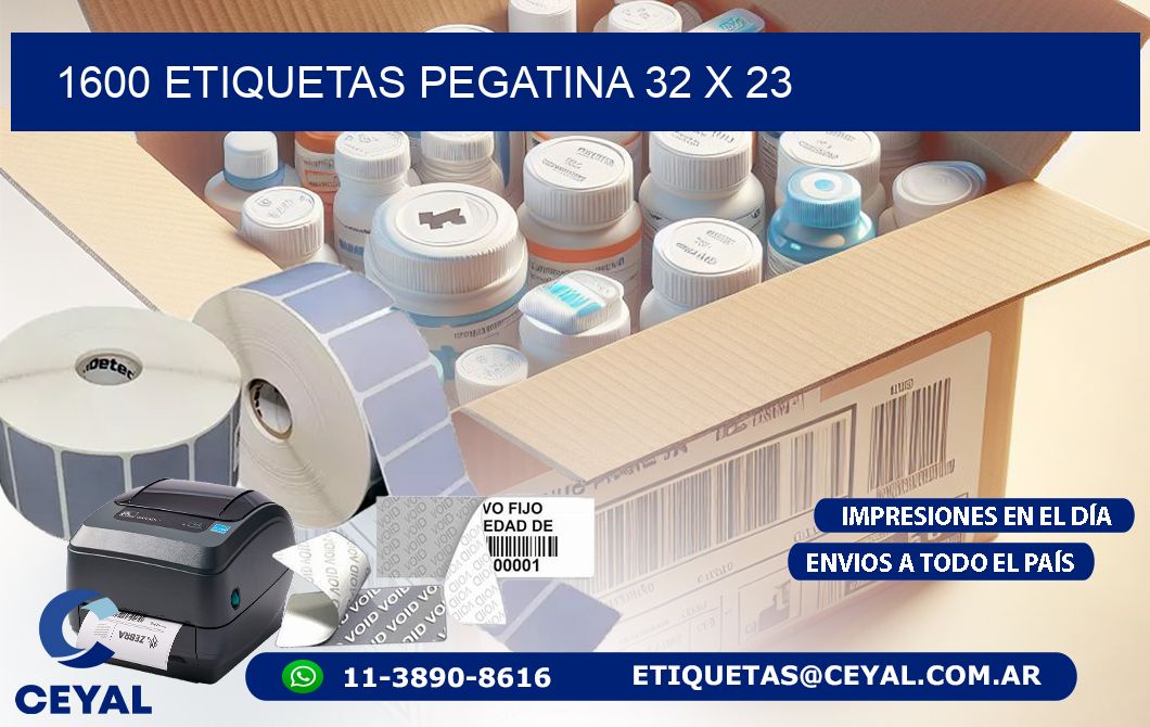 1600 ETIQUETAS PEGATINA 32 x 23