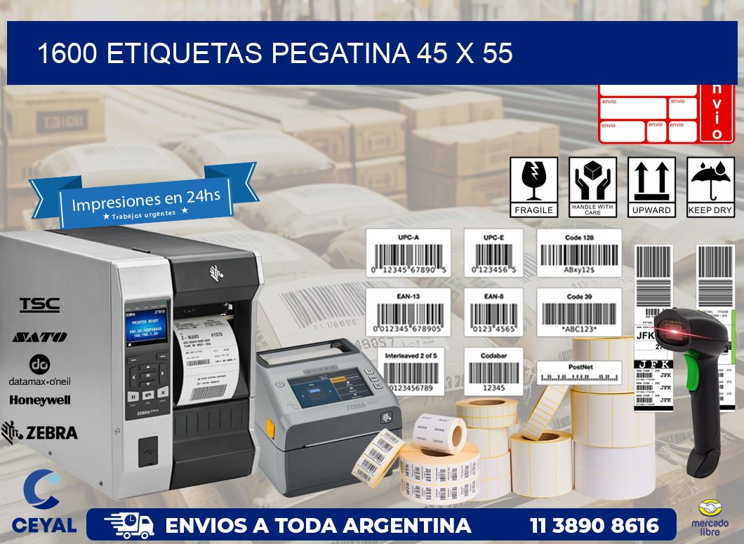 1600 ETIQUETAS PEGATINA 45 x 55