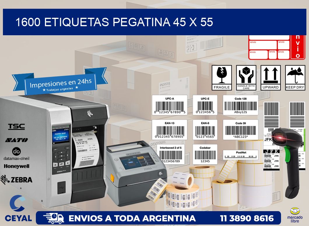 1600 ETIQUETAS PEGATINA 45 x 55