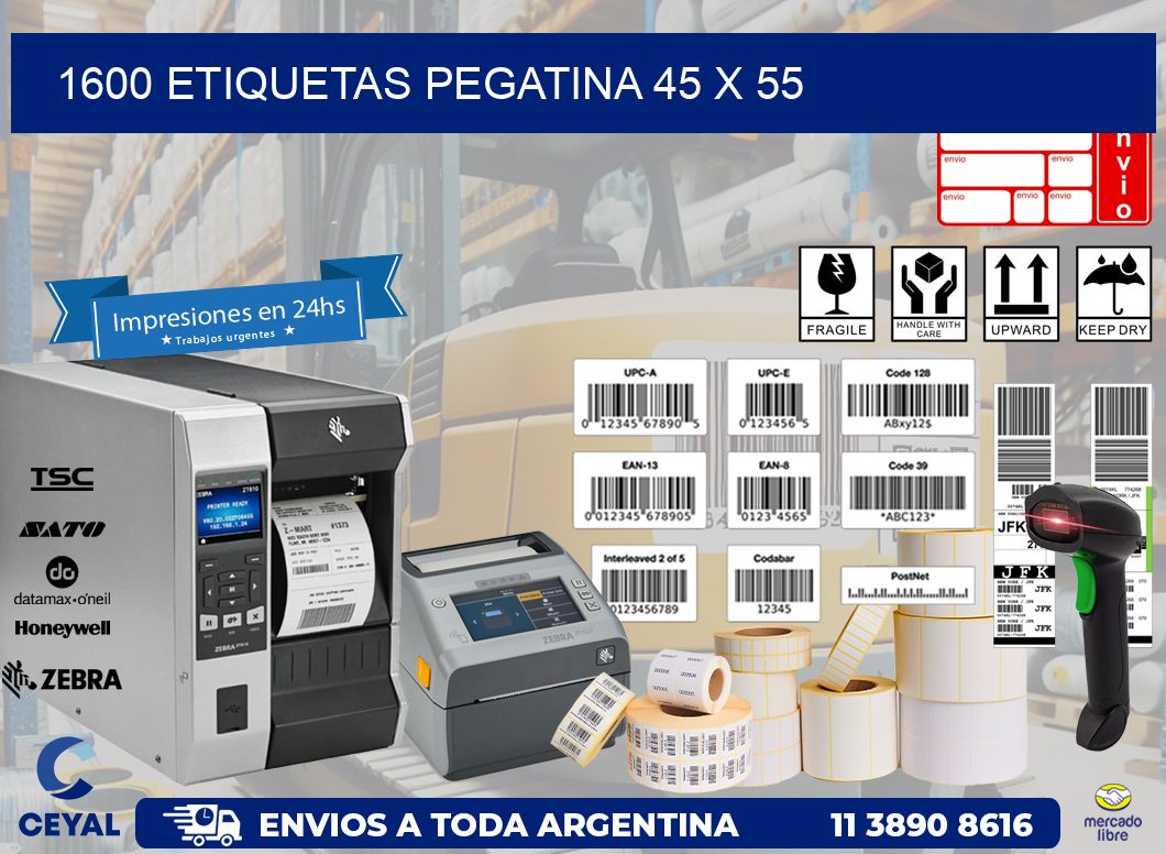 1600 ETIQUETAS PEGATINA 45 x 55