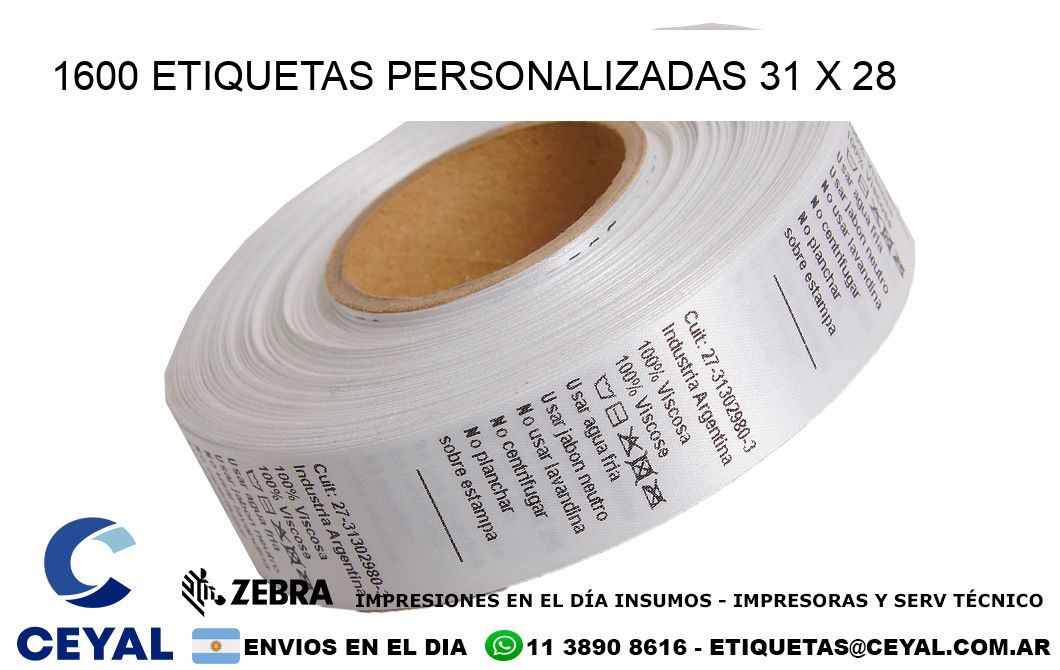 1600 ETIQUETAS PERSONALIZADAS 31 x 28