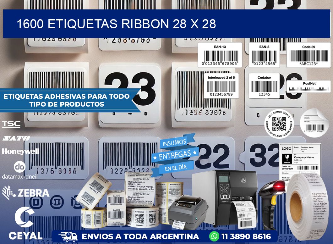 1600 ETIQUETAS RIBBON 28 x 28