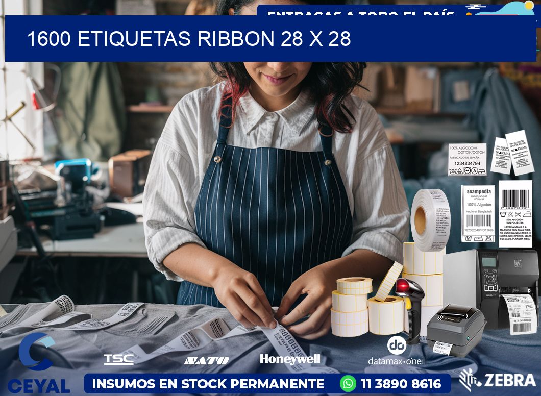 1600 ETIQUETAS RIBBON 28 x 28