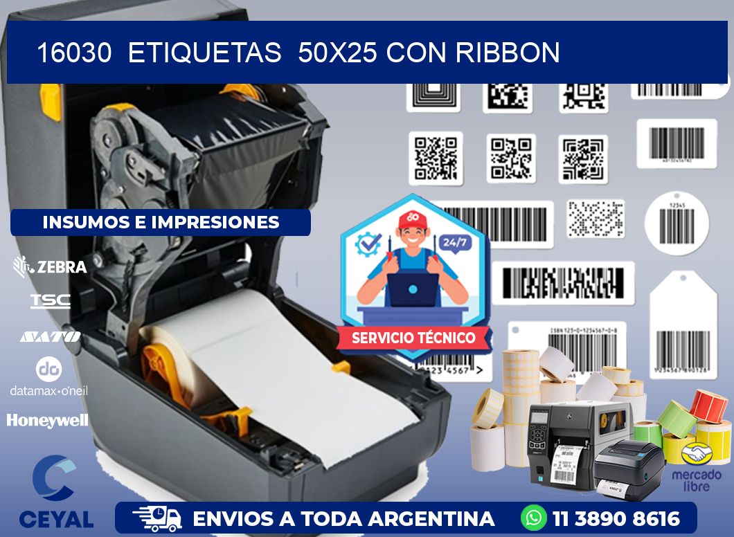 16030  ETIQUETAS  50X25 CON RIBBON