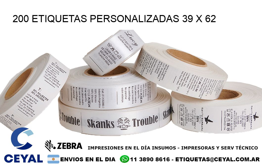 200 ETIQUETAS PERSONALIZADAS 39 x 62