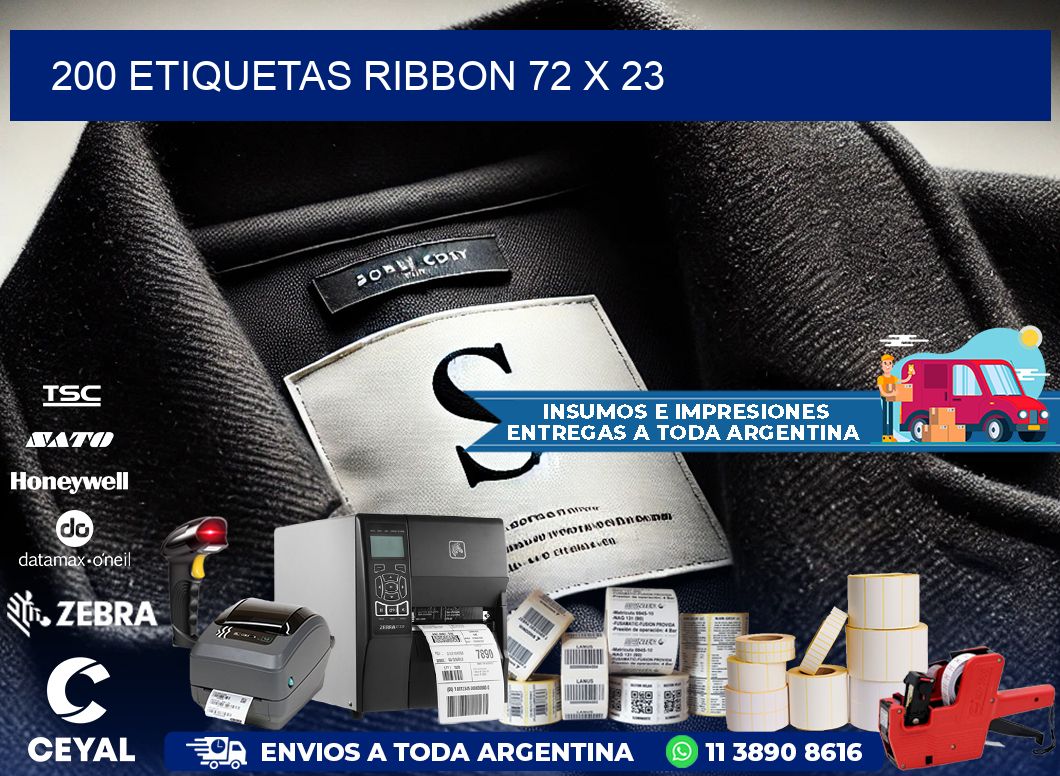 200 ETIQUETAS RIBBON 72 x 23