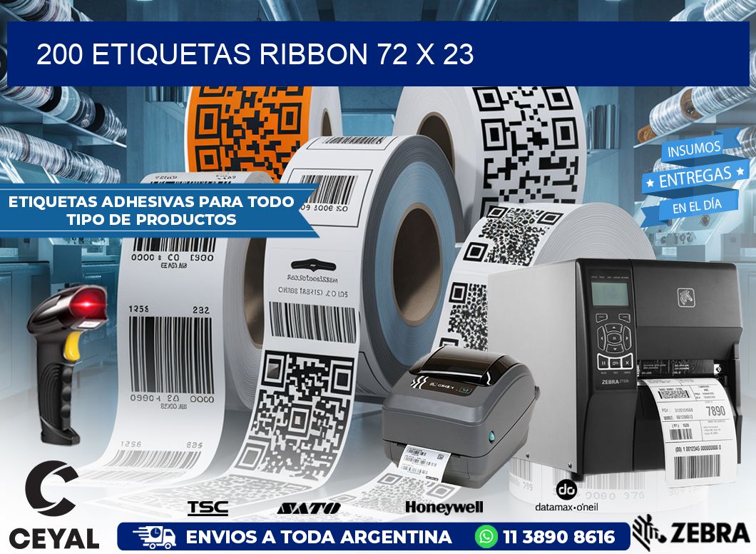 200 ETIQUETAS RIBBON 72 x 23