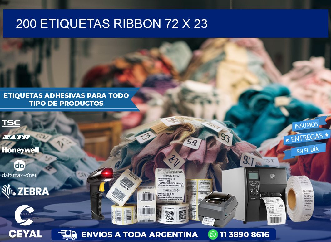 200 ETIQUETAS RIBBON 72 x 23