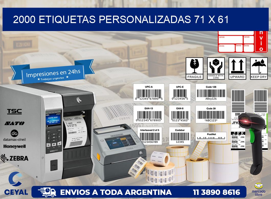 2000 ETIQUETAS PERSONALIZADAS 71 x 61