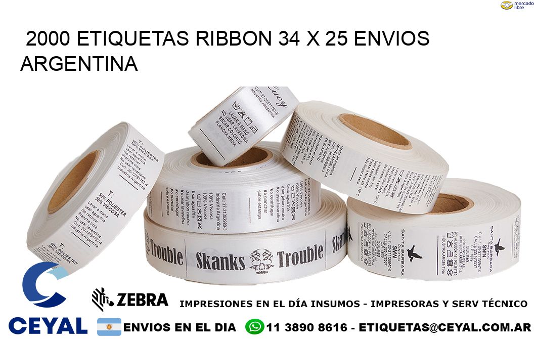 2000 ETIQUETAS RIBBON 34 x 25 ENVIOS ARGENTINA