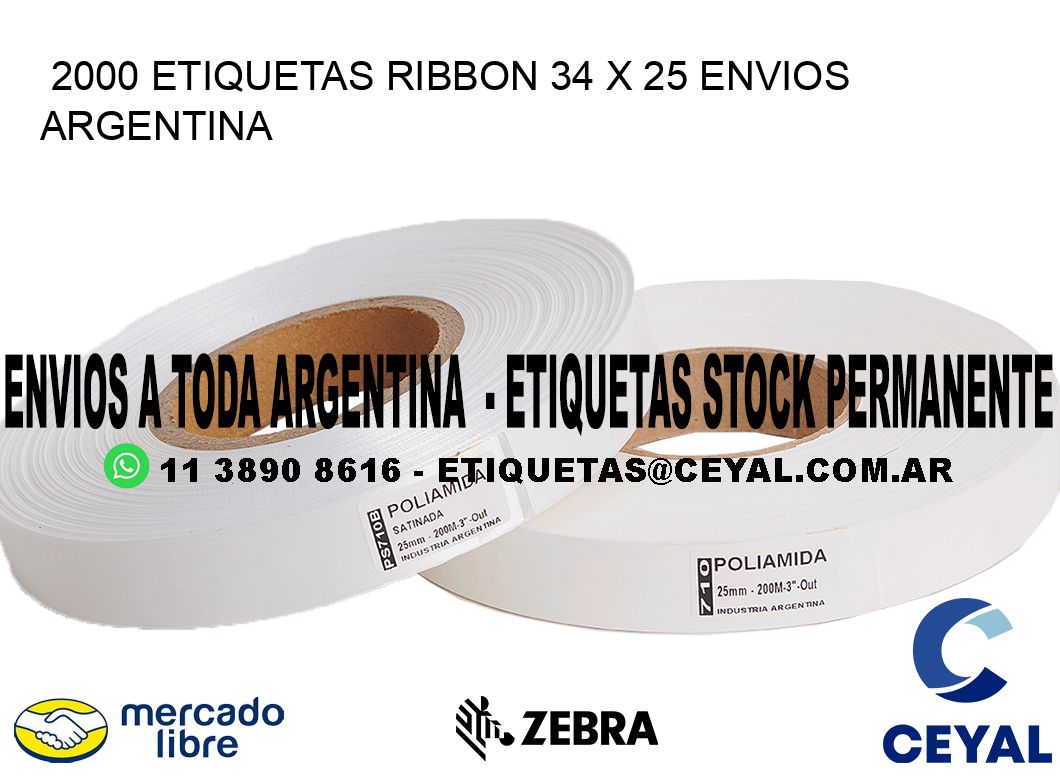 2000 ETIQUETAS RIBBON 34 x 25 ENVIOS ARGENTINA