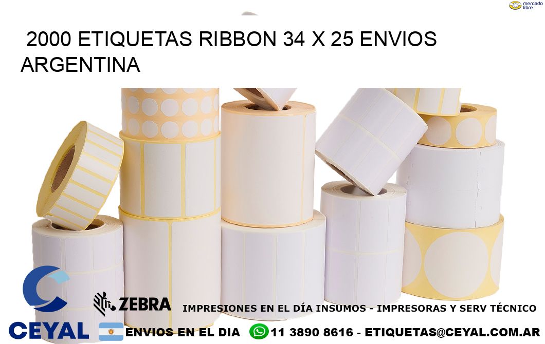 2000 ETIQUETAS RIBBON 34 x 25 ENVIOS ARGENTINA