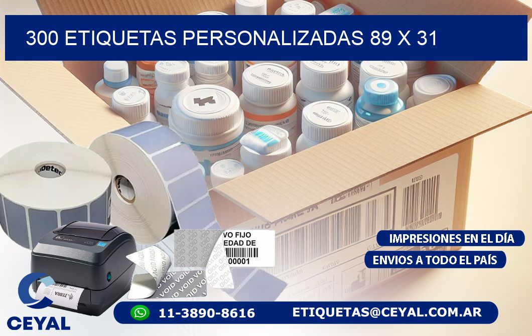 300 ETIQUETAS PERSONALIZADAS 89 x 31