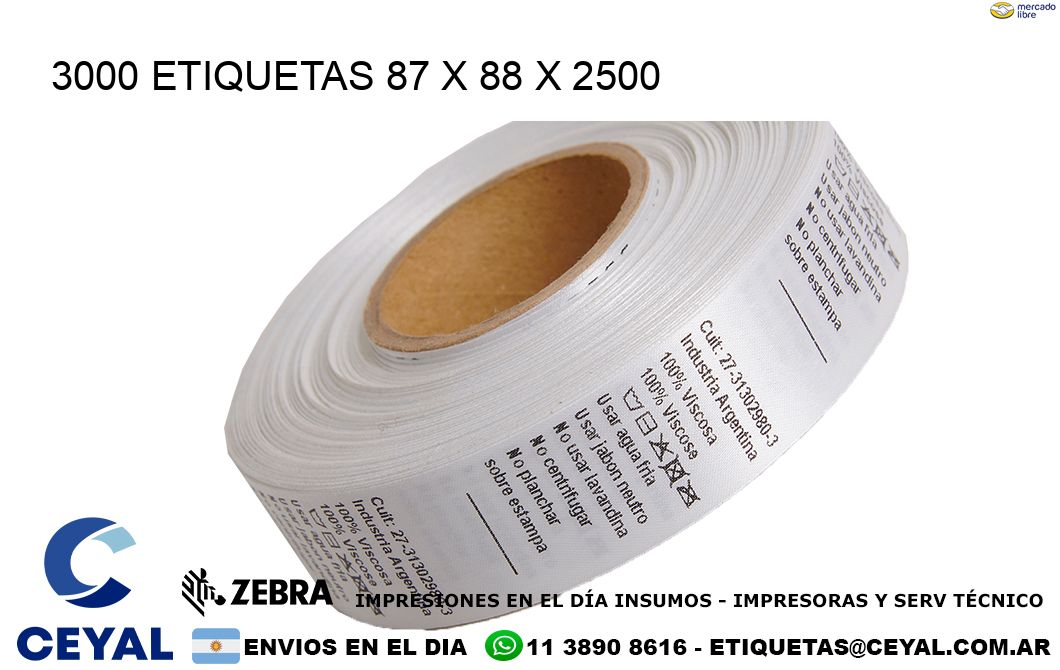 3000 ETIQUETAS 87 x 88 x 2500