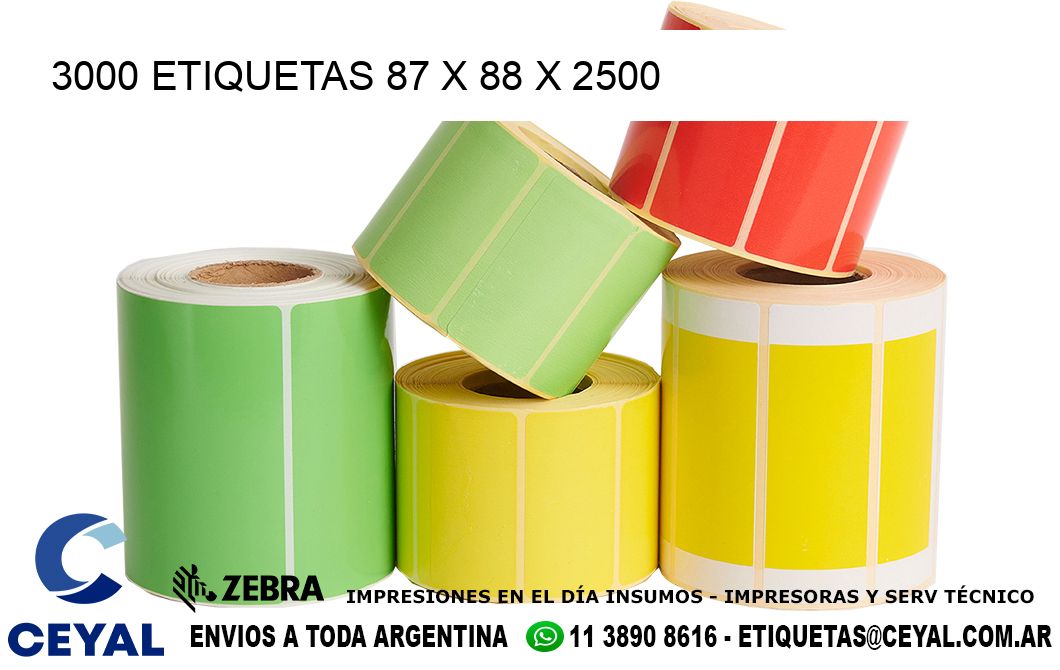 3000 ETIQUETAS 87 x 88 x 2500