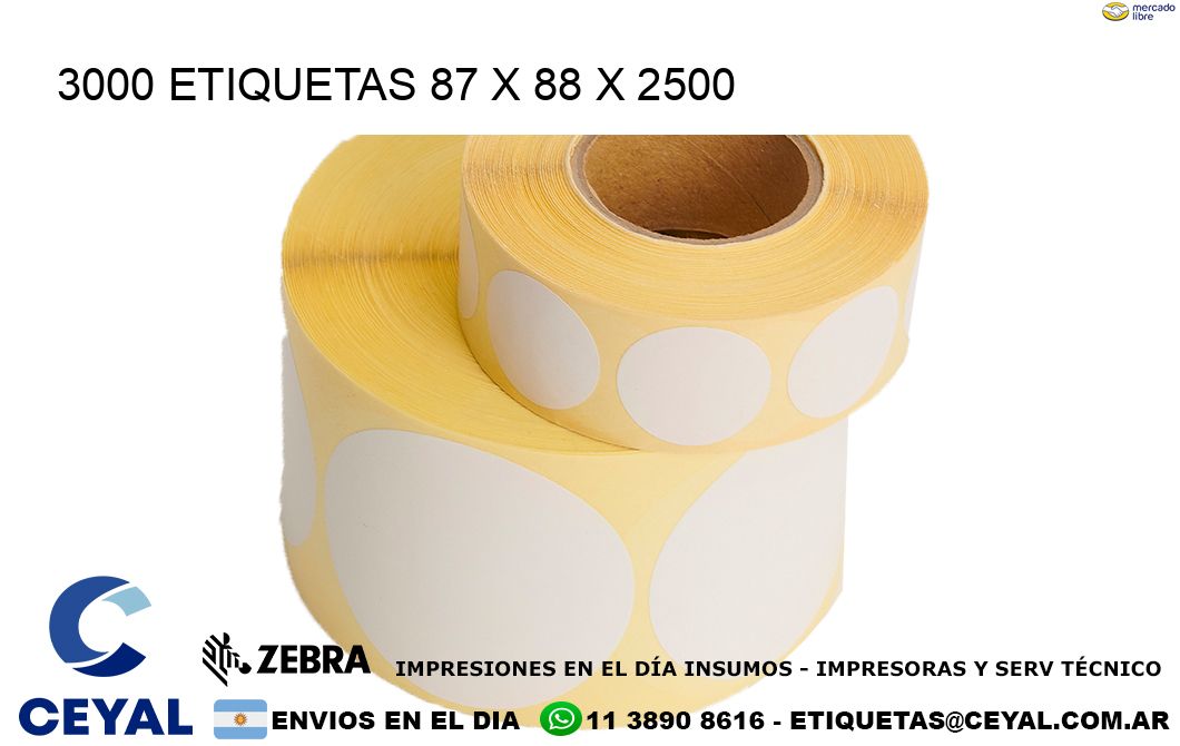 3000 ETIQUETAS 87 x 88 x 2500