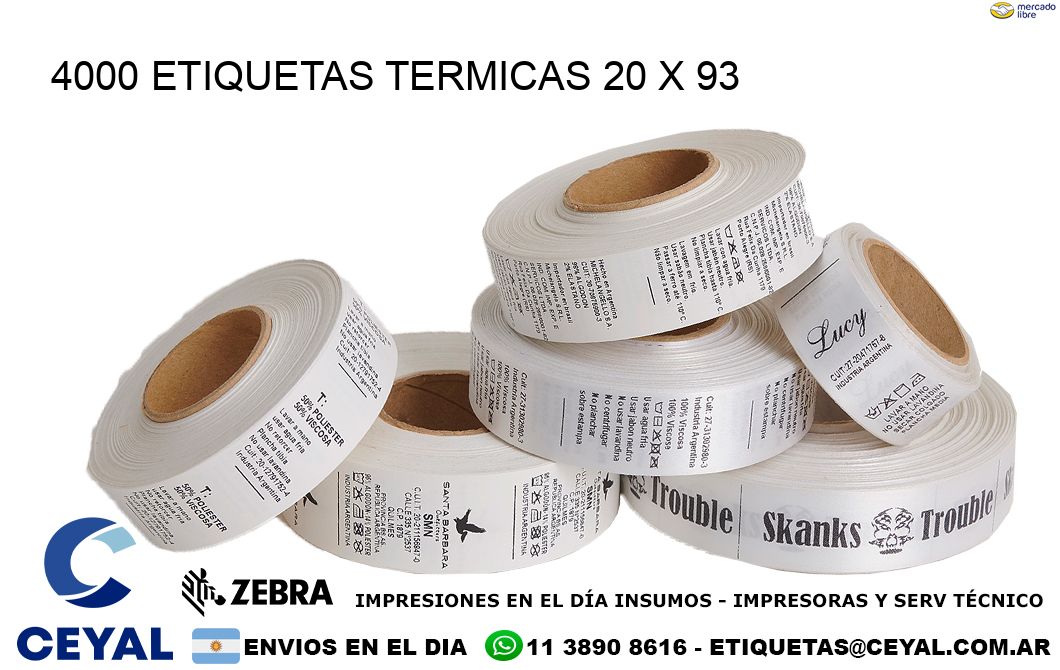 4000 ETIQUETAS TERMICAS 20 x 93